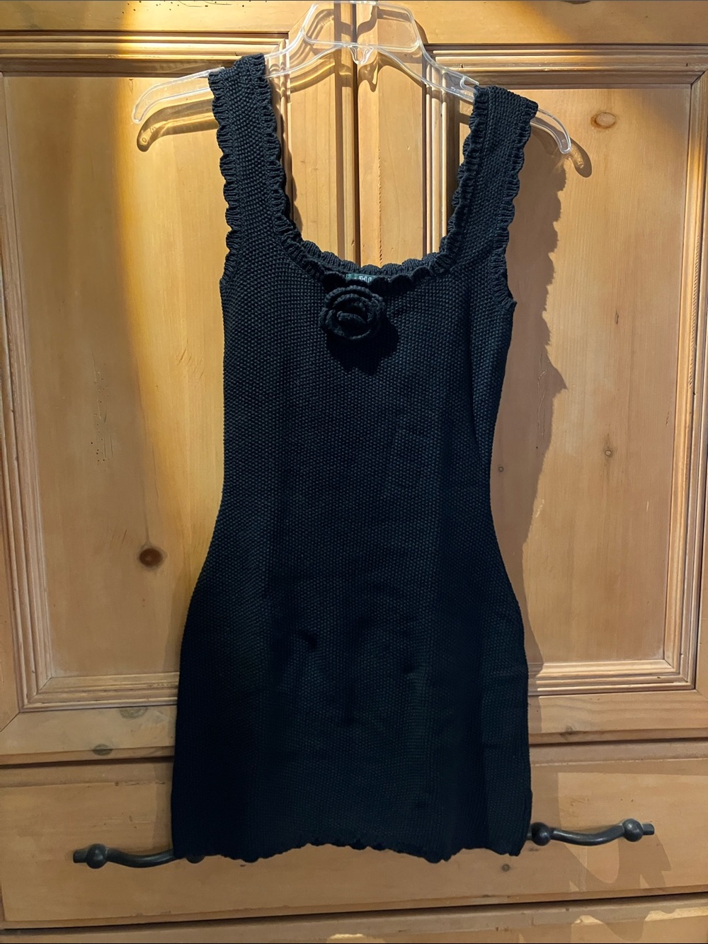 Knit Sundress with Rose, Black, Wild Fable, XXS